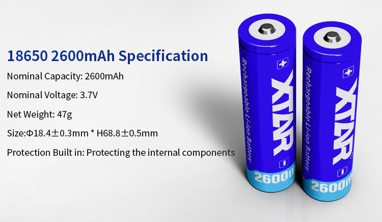 XTAR Rechargeable 3.6V Protected 18650 3300mAh NSO Gear Batteries