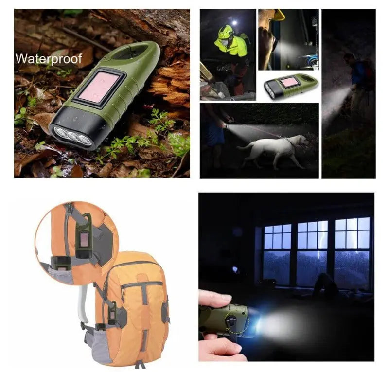 Φακός Επιβίωσης με Δυναμό & Ηλιακό Πάνελ | Αδιάβροχος με Clip NSO Gear