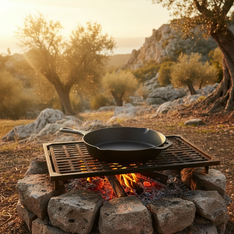 MFH Μαντεμένιο Τηγάνι Camping Cast Iron με Διπλή Λαβή (30cm)