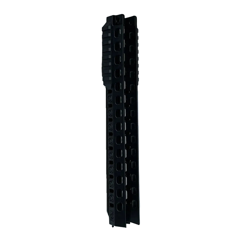 Black metal gun slide on a white background
