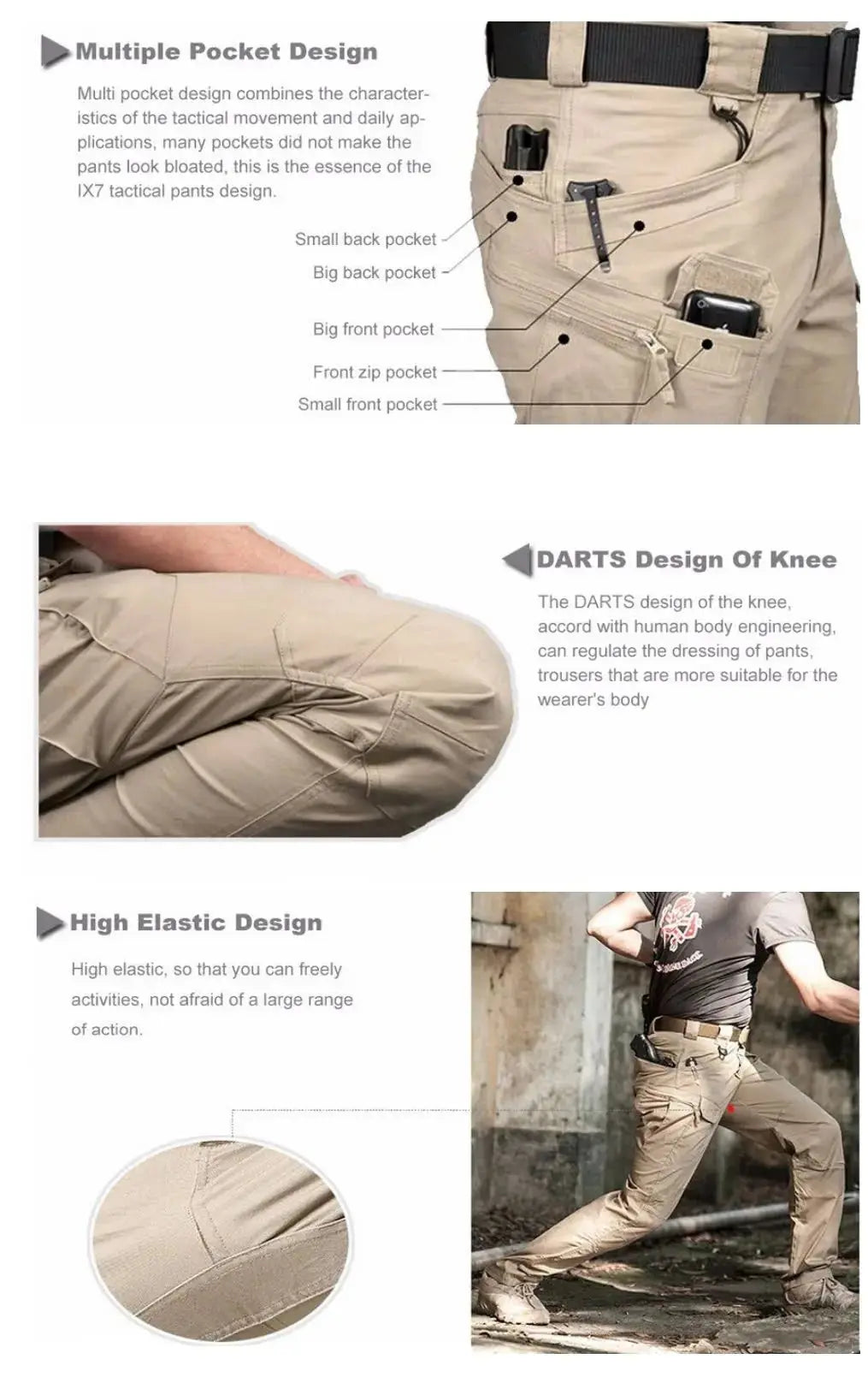 High Elastic IX7 Cargo PantsHigh Elastic IX7 Tactical Cargo Pants ideal for Hunting, Military, Combat Army, Hiking and Camping 
Specifications
Brand Name:HAN WILD
Item Type:Full Length
SNSO Gear