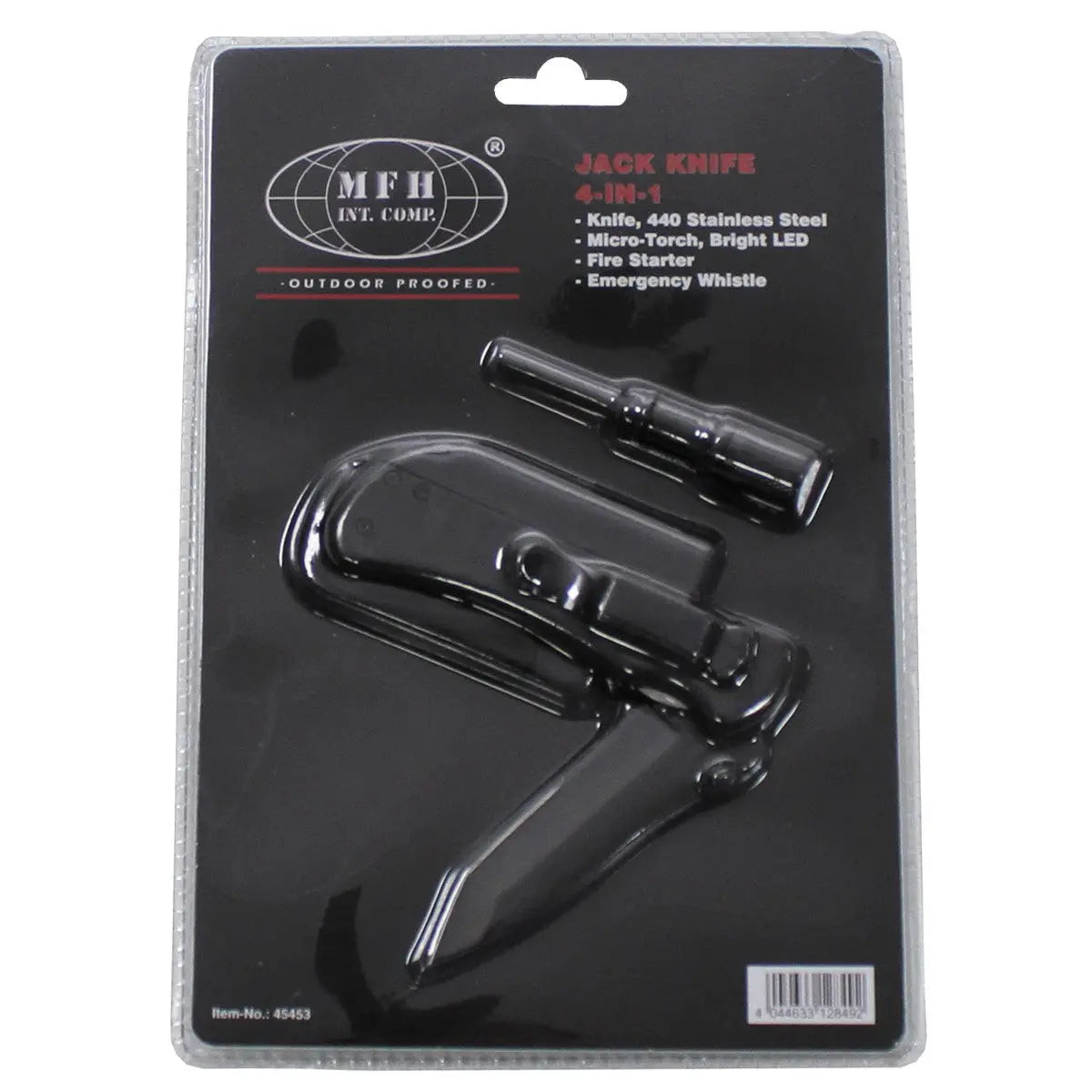 Jack Knife, one-handed, 4 in 1, black, plastic handle NSO Gear