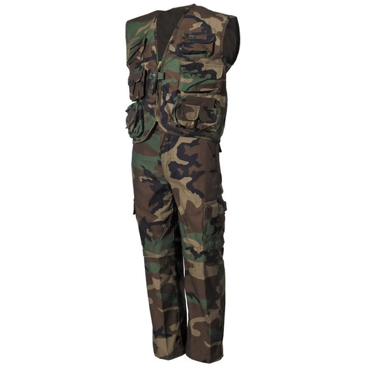 Kids Set, Pants and Vest, woodland, detachable trouser legs NSO Gear