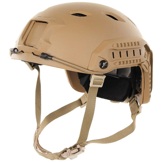 MFH - FAST paratrooper helmet kit COYOTEFAST paratrooper helmet kit COYOTE
Worked very well paratrooper helmet. Size adjustable pivot. Adjustable chin and neck strap. Velcro on interior padding for variabiNSO Gear
