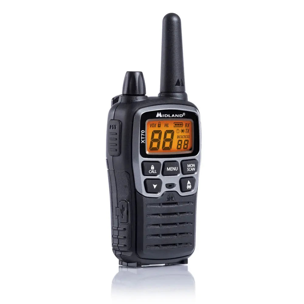 Midland XT70 Walkie Talkie with Earphone Mic, Charging Dock NSO Gear Communication Radios