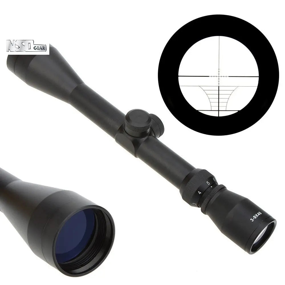 Rifle Scope 3-9x40Rifle Scope 3-9x40
Specifications
Magnification: 3 - 9 times
Objective Lens Dimension: 40mm
Product Color: Black
Length: 312 mm
Exit Pupil Diameter: 69.1 - 85.09 mmNSO Gear