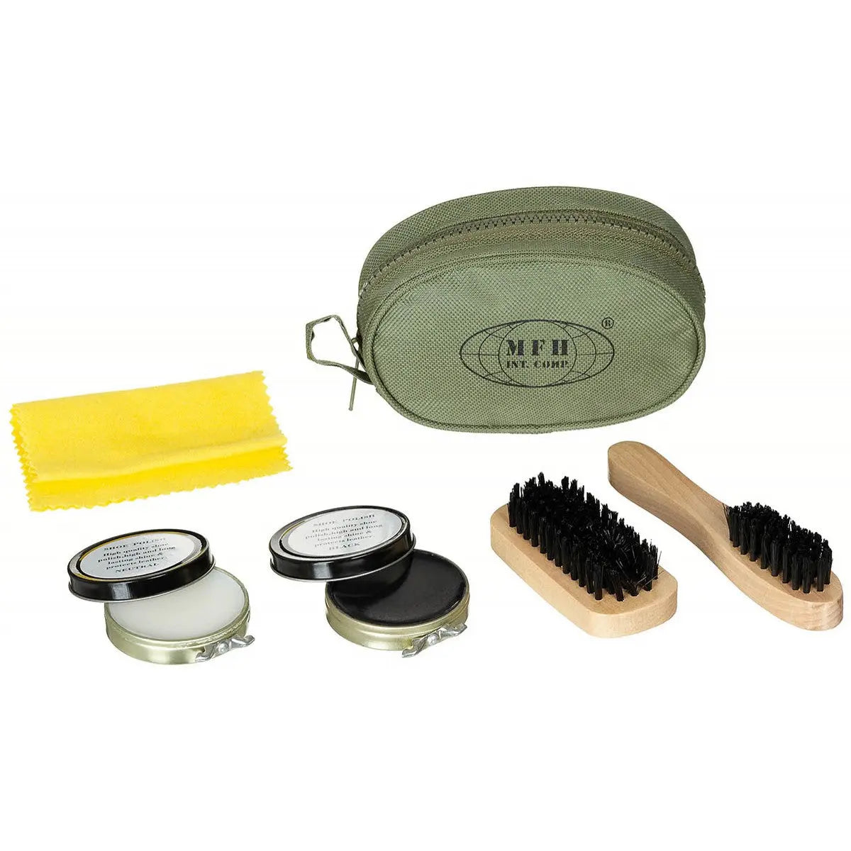 Shoe Polish Set, OD green, 2 brushes, 2 shoe polish cans NSO Gear