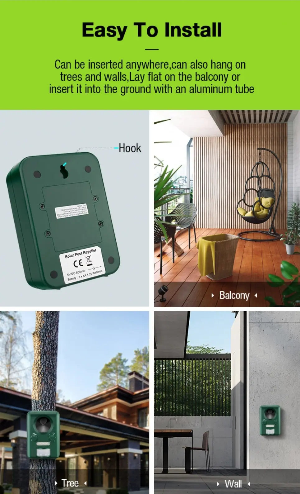 Solar ultrasonic bird-pet repeller NSO Gear pest repellent