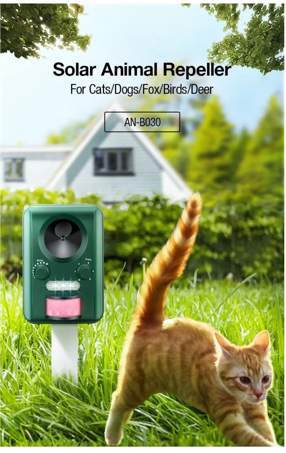 Solar ultrasonic bird-pet repeller NSO Gear pest repellent