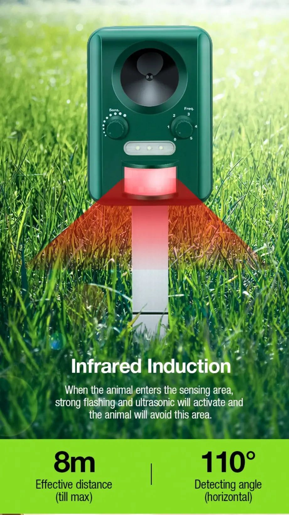 Solar ultrasonic bird-pet repeller NSO Gear pest repellent