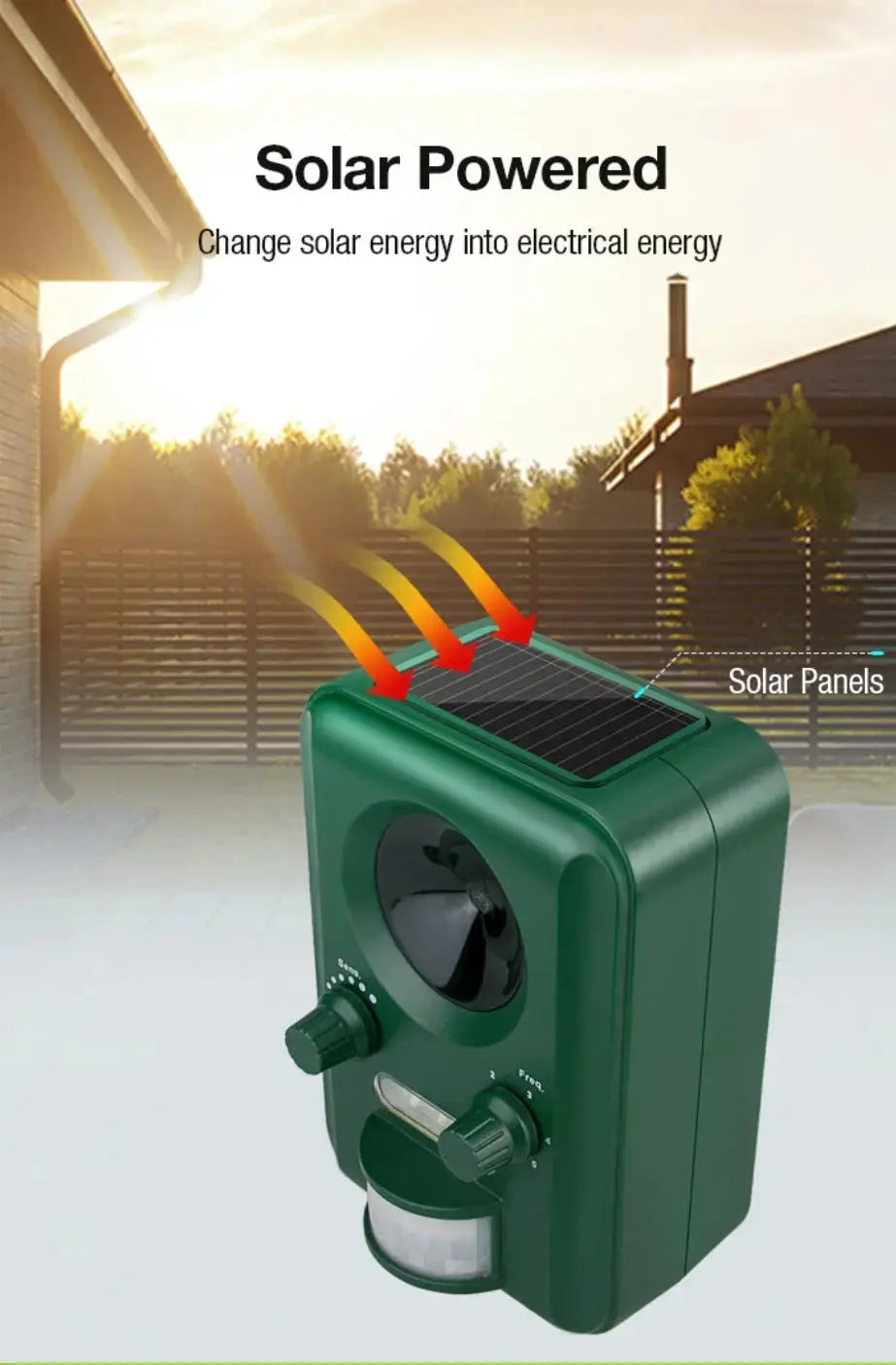 Solar ultrasonic bird-pet repeller NSO Gear pest repellent