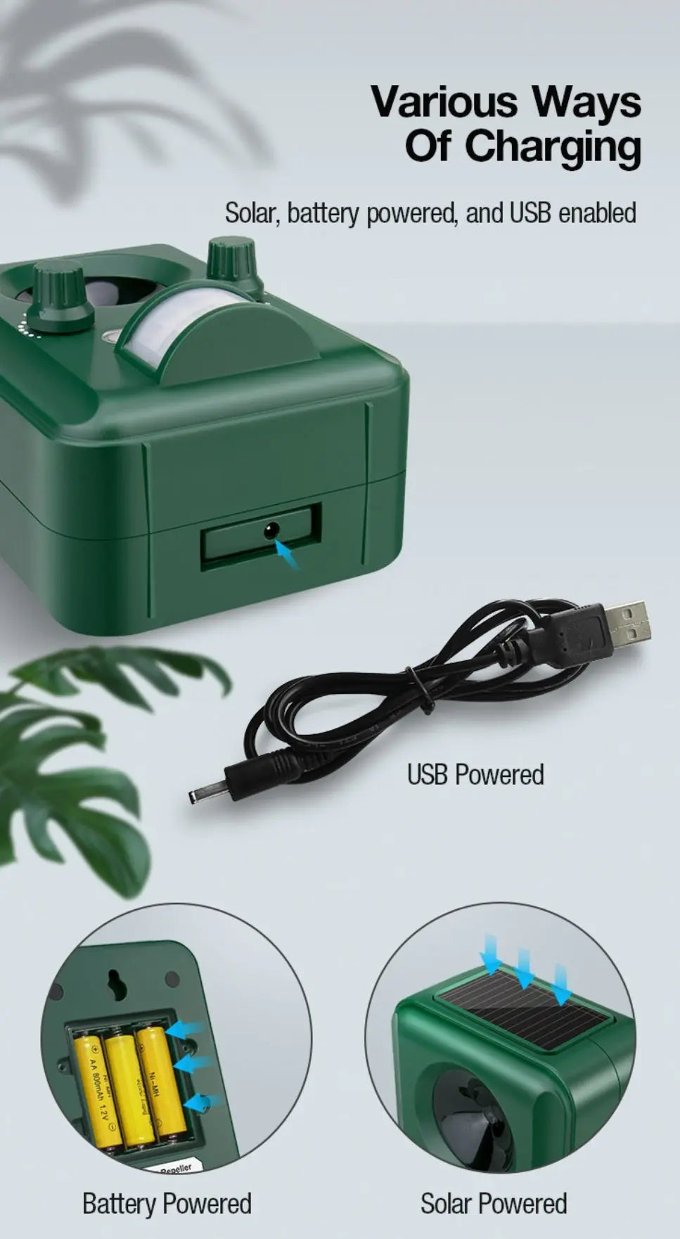 Solar ultrasonic bird-pet repeller NSO Gear pest repellent