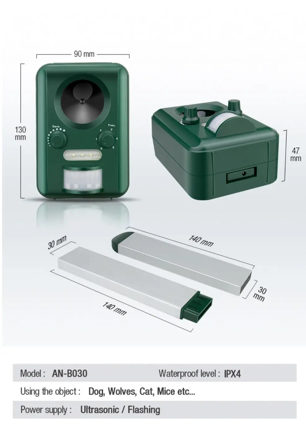 Solar ultrasonic bird-pet repeller NSO Gear pest repellent