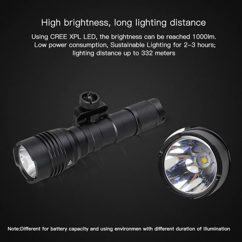Tactical flashlight with remote switch 1000Lm NSO Gear Tactical Flashlight rail