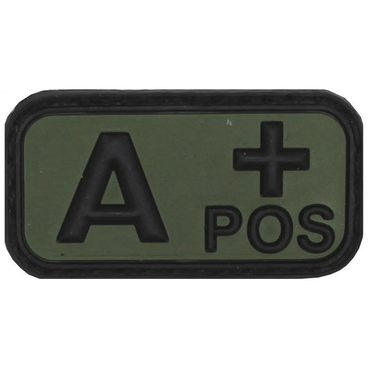 Velcro Patch, black-OD green, blood group "A POS", 3D NSO Gear