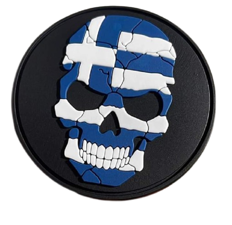 Greek Flag Skull - Round Velcro Patch 6cm NSO Gear Velcro Patches