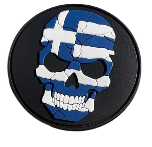 Greek Flag Skull - Round Velcro Patch 6cm NSO Gear Velcro Patches