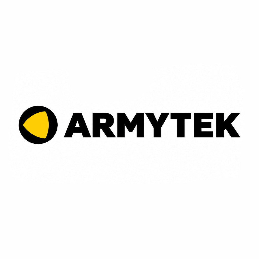 The ARMYTEK brand logo is shown on a plain white background, featuring a black circle with a yellow triangular shape next to the word 'ARMYTEK' in bold black uppercase letters.