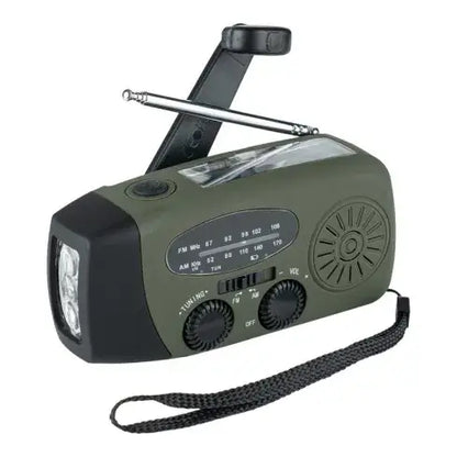 Emergency Survival Radio με Φακό, Δυναμό, Ηλιακό Πάνελ & Powerbank - Ραδιόφωνο Έκτακτης Ανάγκης Χακί