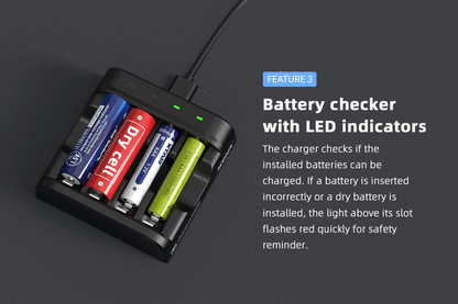 XTAR L4 Smart Battery Charger - Φορτιστής Μπαταριών AA/AAA USB-C