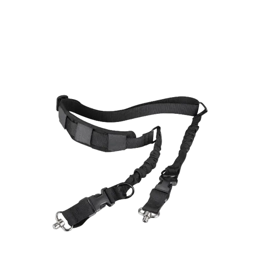 Black tactical sling on a white background