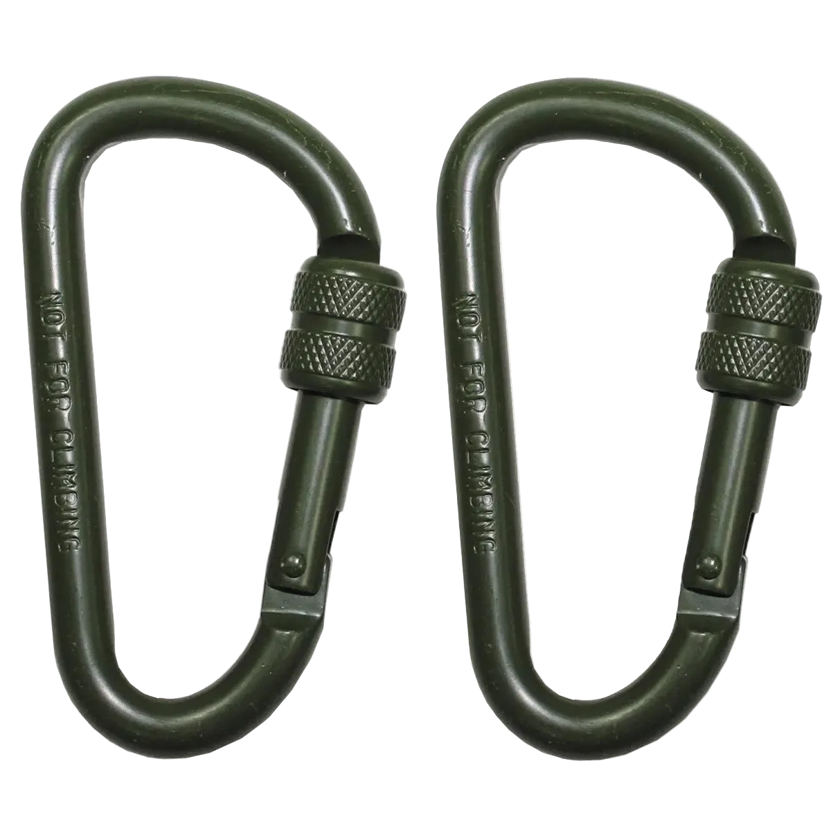 MFH Carabiner Screw Lock 8mm OD Green 2-pack - Συνδετικός Κρίκος με Ασφάλιστρο Λαδί