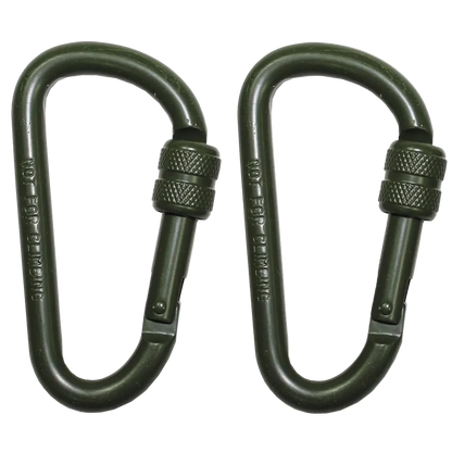 MFH Carabiner Screw Lock 8mm OD Green 2-pack - Συνδετικός Κρίκος με Ασφάλιστρο Λαδί