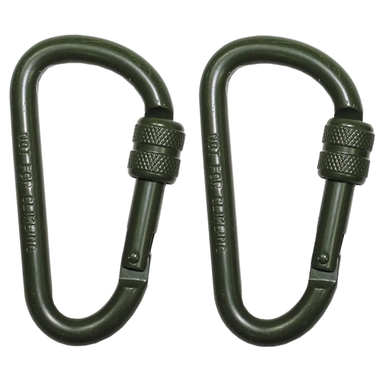 MFH Carabiner Screw Lock 8mm OD Green 2-pack - Συνδετικός Κρίκος με Ασφάλιστρο Λαδί