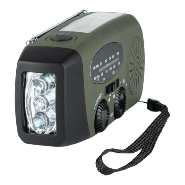 Emergency Survival Radio με Φακό, Δυναμό, Ηλιακό Πάνελ & Powerbank - Ραδιόφωνο Έκτακτης Ανάγκης Χακί