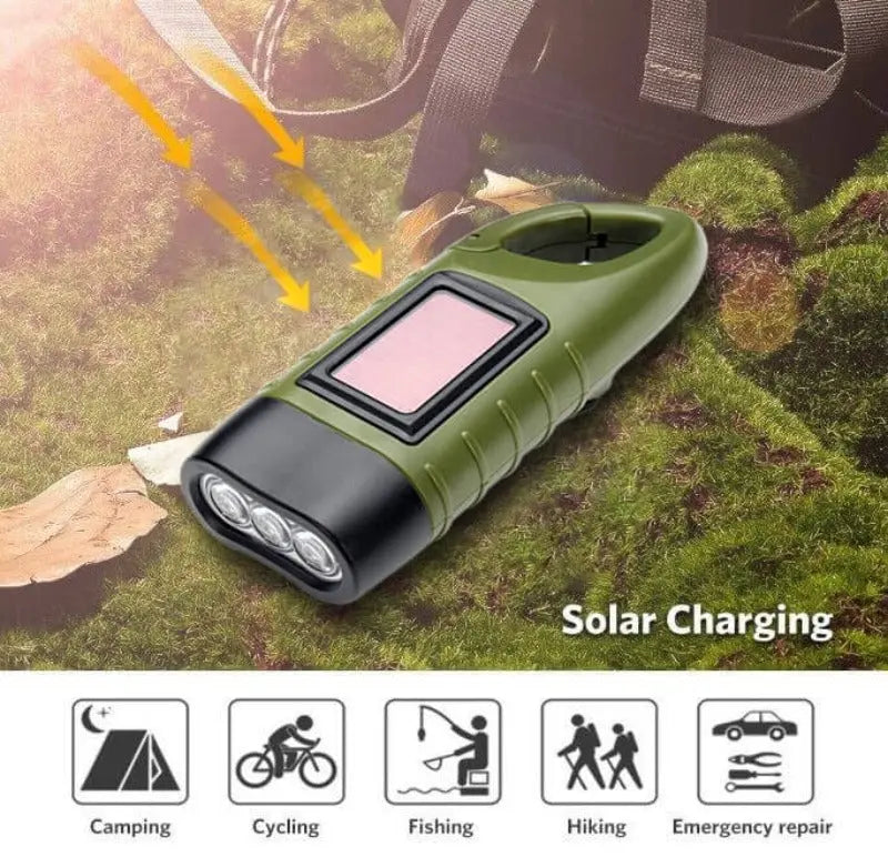 Φακός Επιβίωσης με Δυναμό & Ηλιακό Πάνελ | Αδιάβροχος με Clip NSO Gear 