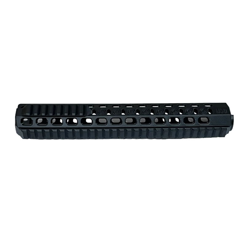 Black metal rail system on a white background