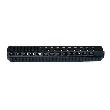 Black metal rail system on a white background