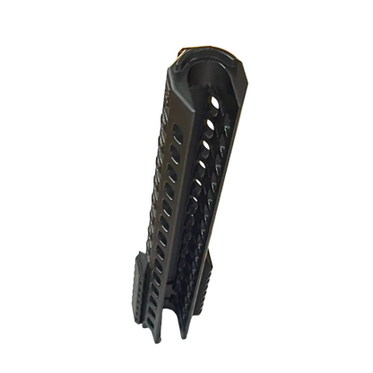 Black multi-tool with geometric design on a white background