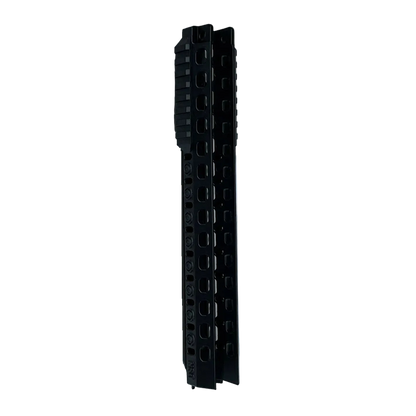 Black metal gun slide on a white background