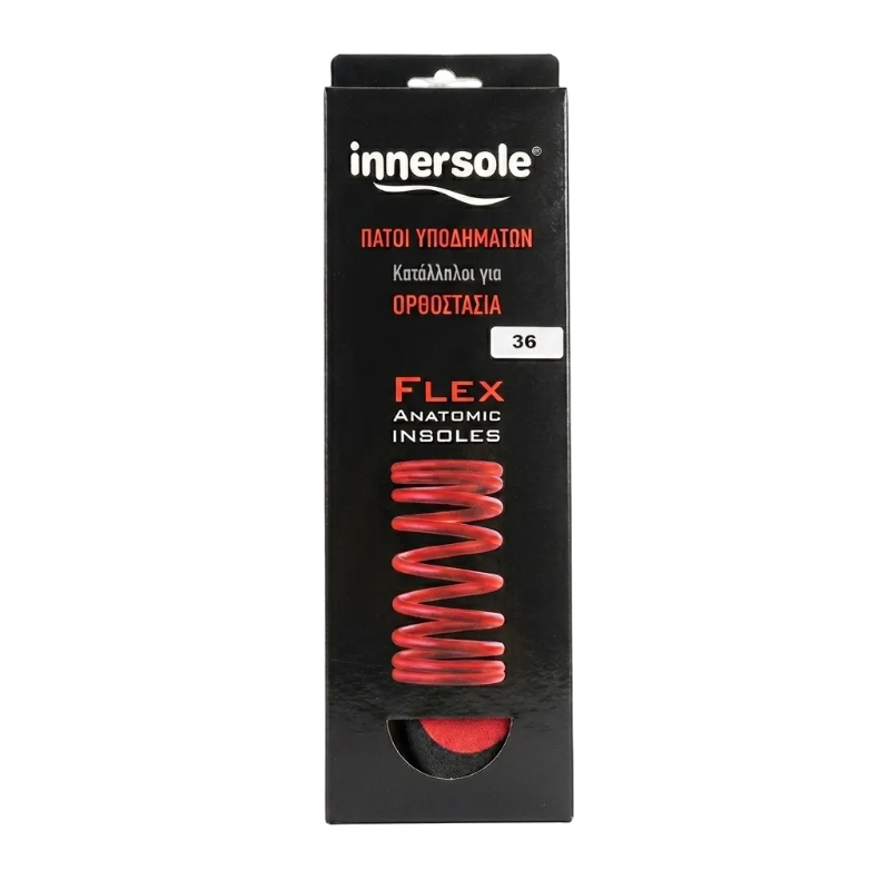 Packaged insole with red flex spring on a white background