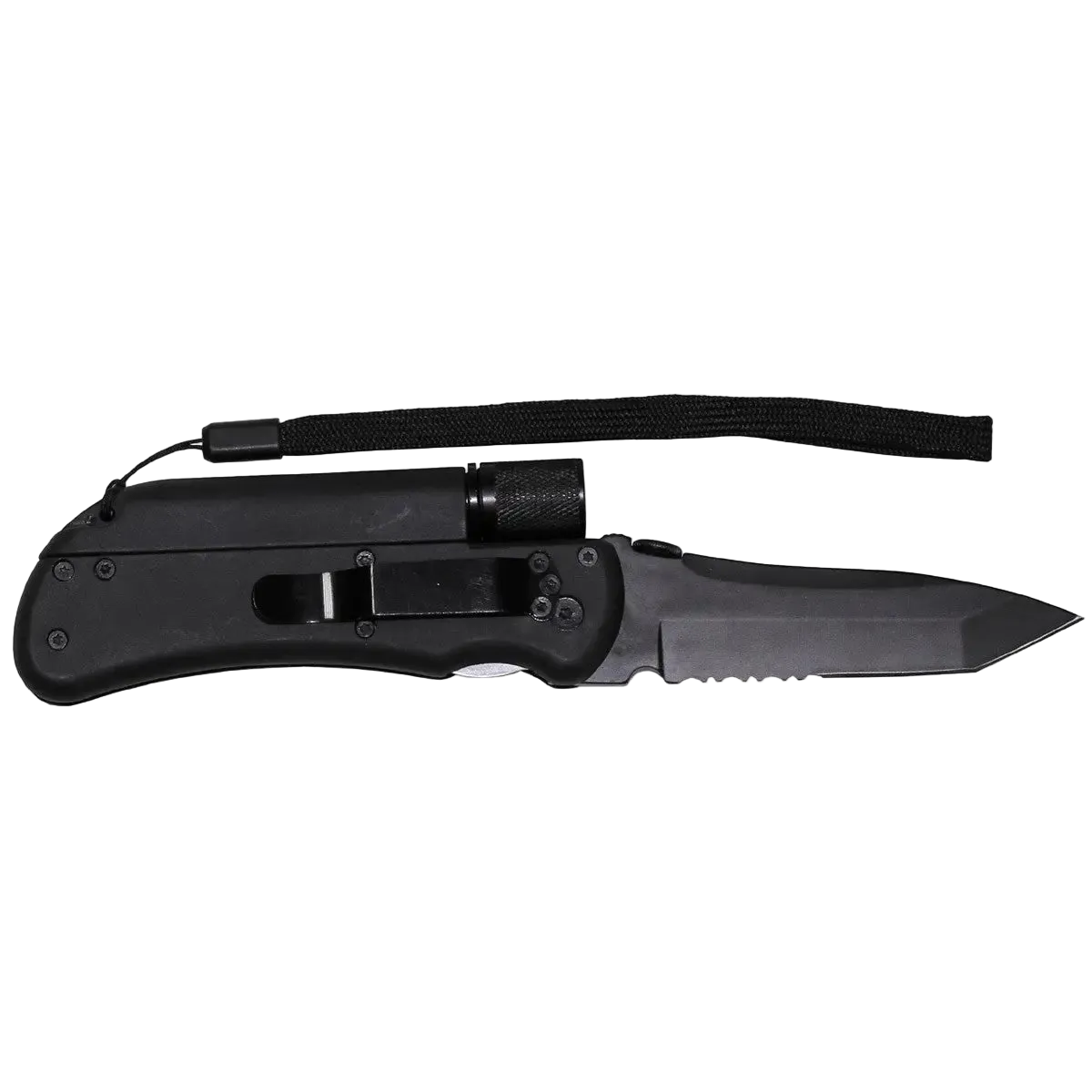 Jack Knife, one-handed, 4 in 1, black, plastic handle