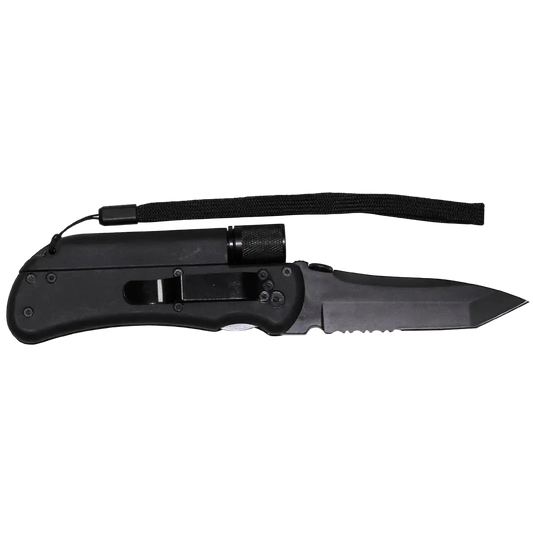 Jack Knife, one-handed, 4 in 1, black, plastic handle
