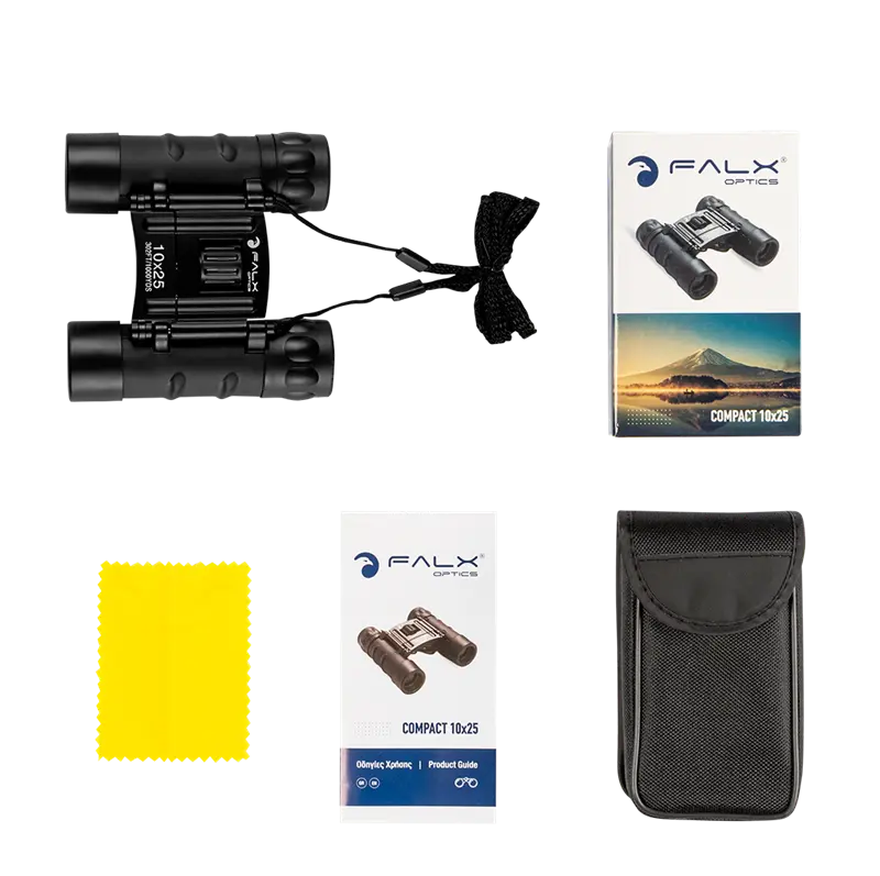 ΚΙΑΛΙΑ FALX Optics Compact 10x25mm , Black NSO Gear Binoculars