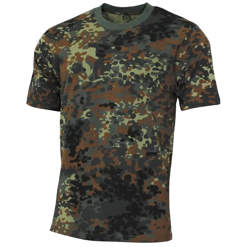 Camouflage t-shirt on a white background