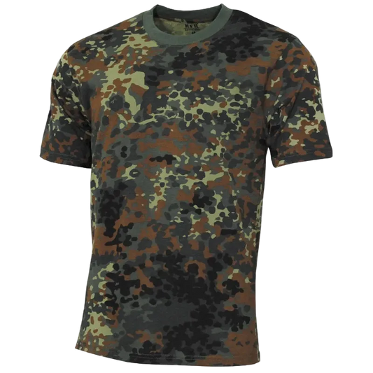 Camouflage t-shirt on a white background