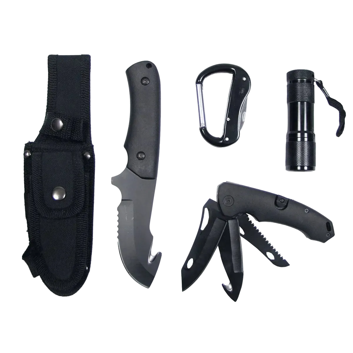Knife Set, black, plastic handle, sheath