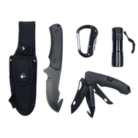 Knife Set, black, plastic handle, sheath