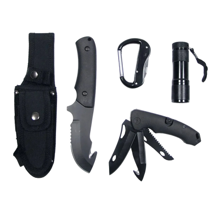 Knife Set, black, plastic handle, sheath