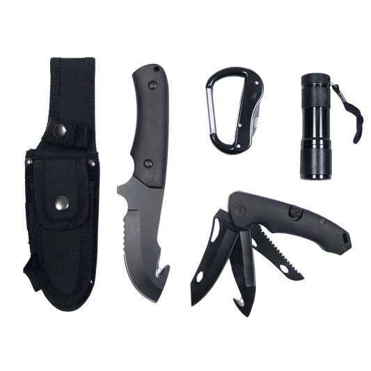 Knife Set, black, plastic handle, sheath