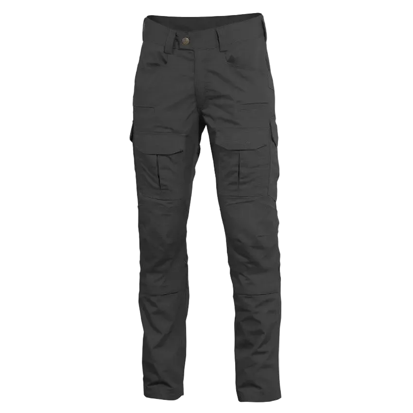 Dark gray cargo pants with multiple utility pockets, shown flat against a solid white background.