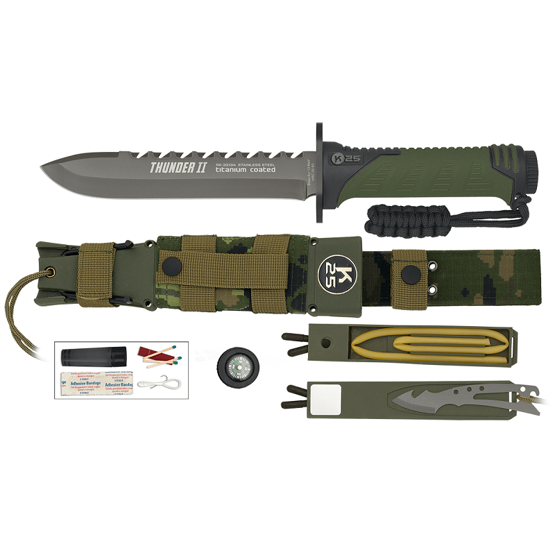K25, Tactical Knife, THUNDER II, GREEN, ENERGY NSO Gear Combat Knives