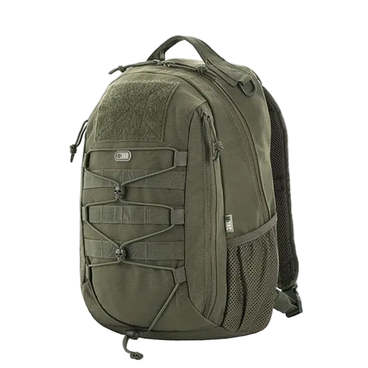 Green tactical backpack on a white background