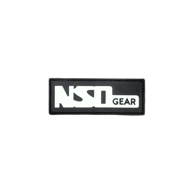 Rectangular black patch with 'NSN GEAR' text on a white background