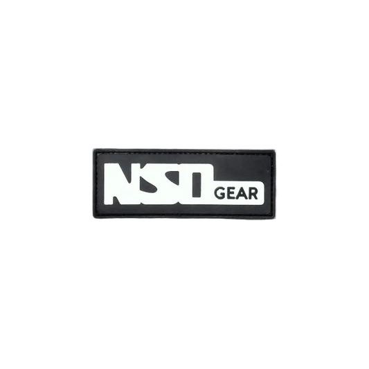 Rectangular black patch with 'NSN GEAR' text on a white background