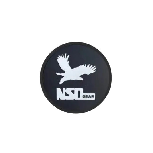 Black rubber duck with white eagle design and 'N STL Gear' logo on a white background